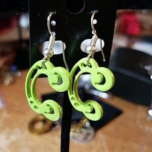 Lime Green Artsy Fartsy 1" x 0.5" Metal Earrings